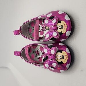Disney Baby Minnie Pink White Polka Dot Ballet Flats Size 2